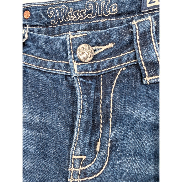 VTG Y2K Miss Me Sequin Vine Pocket Low Rise Boot Cut Distressed Bling Jeans 27 - Picture 6 of 15